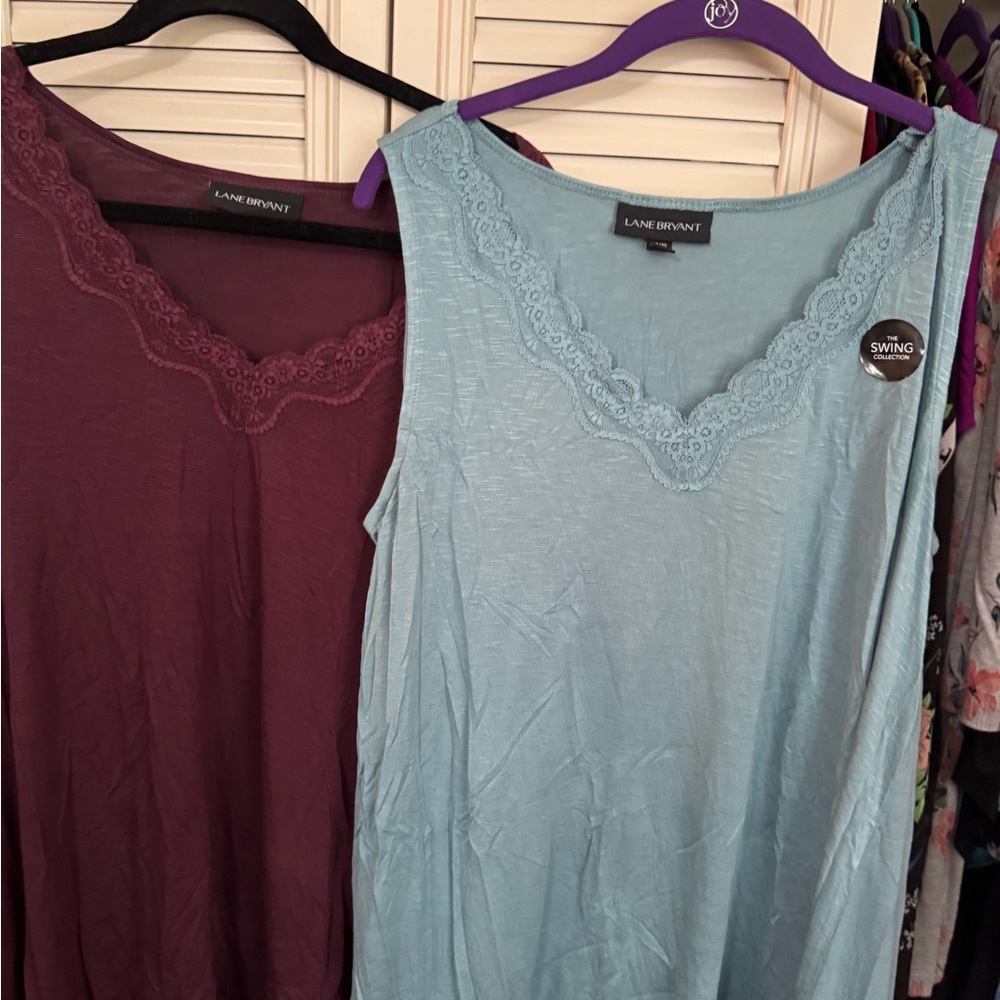 Lane Bryant Blue Sleeveless Tank Tops